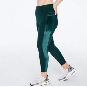 Pink Green Velvet Leggings Size Medium